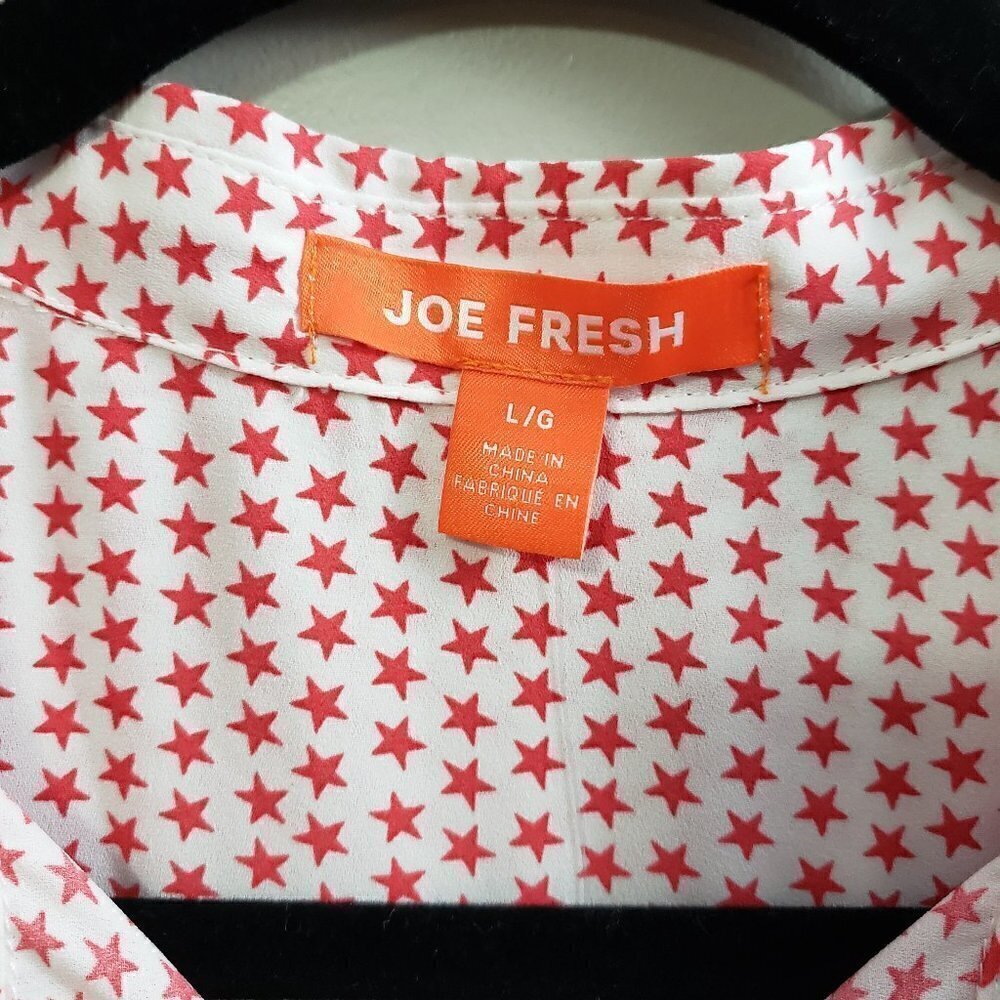 NEW * Joe Fresh * Pink Stars Print Blouse * Sz Lg - Picture 7 of 9